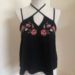Hollister strappy embroidered top